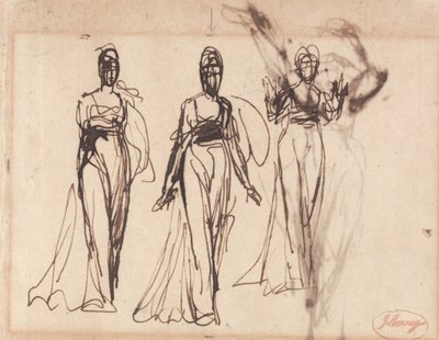 Three Studies of a Standing Woman, Possibly Lady MacBeth by George Romney